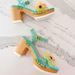 Betsey Johnson  Beckket Turquoise Multi Transparent Flower Sandals Photo 6
