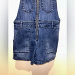 American Eagle Outfitters Blue Denim Zip Down Short Overalls Juniors Size Medium Photo 2