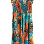 Boutique  Brand Tropical Dress W/ V-Neck, elasticized waist, asymmetric hemline Photo 2