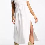 Hollister  white babydoll midi dress with slit and tie back  Photo 0