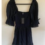 New Look Black Smocked Ruffle Hem Puff Sleeve Romper 1pc Outfit Womens 2 NEW NWT Photo 0