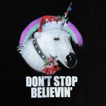 Don’t Stop Believing Christmas Unicorn Black Graphic T Photo 1