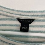 Ann Taylor NEW NWT  Stripe Flutter Sleeve Tee White Aqua Blue Short Sleeve Knit S Photo 4