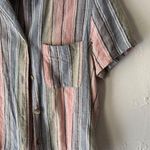 Ban.jara Shirt Womens Large Multicolor Linen Blend Short Sleeve Button Up Pocket Photo 1
