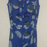 Anthropologie Leifsdottir Silk Dress Circle Skyline Blue Button Up Mini Wrap Tie Size 6 Photo 0