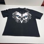 Jonny Cota Women Size Large Black Short Sleeve Shirt Butterfly Leopard Wings NEW Photo 0