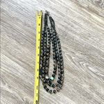 Coldwater Creek triple strand wood bead and turquoise necklace Photo 2