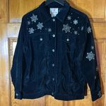 Quacker Factory  Black Velvet Christmas/embroidered/Sequins/Pockets/Jean Style XS Photo 0