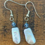 Artisan Handmade Cultured Freshwater Pearl Blue Silver Drop Earrings Hawaii Photo 0