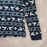 Holiday Time  Blue Christmas Snow Flake Reindeer Print Pajama Top Medium Photo 2