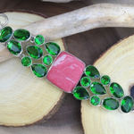 Rainbow Calsillica & Peridot Sterling Silver Toggle Bracelet Green Photo 0