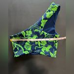 ZARA  One Shoulder Green & Navy Floral Print Crop Tank Top Women’s Sz S EUC Photo 5