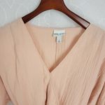 Ava & Viv  Womens Blouse Size X Peach Venus Neck String Knot Long Sleeve Photo 82