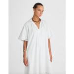 Madewell  Poplin Splitneck Midi Shirtdress Cotton White Pockets Relaxed XS NWT Photo 1