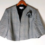 Studio I  28W Plaid Crop Bolero Crop Suit Jacket in Black White Photo 0