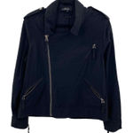 Miss Me  Asymmetrical Zip Moto Jacket Womens Small Black Cotton Zip Pockets Photo 0