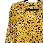 ZARA Basic Mustard Yellow & Black Leopard Print Ruffle Blouse Photo 2