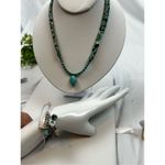 Paisley cloth with turquoise stone center and statement charm cross bracelet sil Blue Photo 2