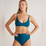 Quince NWT Italian High Rise Teal Blue Bikini Bottom Swimwear Sz M Photo 5