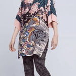 Maeve  Anthropologie floral bird geometic art tunic cold shoulder top 756 Photo 0