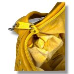 Vintage Retro 1980s Brio! Leather Bag Slouchy‎ Hobo Woven Balloon Purse Yellow Photo 9