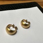 Monet Signed  Matte Gold Tone Hoop Clip-on Clip On Earrings Photo 0
