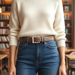 Carlisle  Women’s Textured Belt. Brown, Tan, White Photo 0