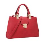 DASEIN Red Statement Handbag Purse Shoulder Bag with Bright Gold Brass Hardware Photo 1