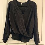 Free People  Faux Wrap Black hi-low Blouse‎ Photo 0