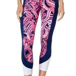 Lilly Pulitzer Weekender Mid-Rise Midi Legging Navy Flirty Fins & Feathers S NWT Photo 0