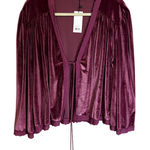 Mainstrip Velvet Kimono Jacket Small Pink Boho Lace Trim Open Front Tassel Tie Photo 0