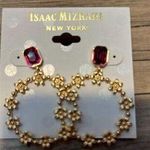 Isaac Mizrahi Issac Mizrahi Gold Circle Pleated Floral Earrings Photo 0