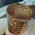 Gold tone Hammered Metal Cuff Bracelet Photo 1