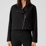 Eileen Fisher  Organic Cotton Denim Notch Collar Jacket Washed Vintage Black L Photo 1