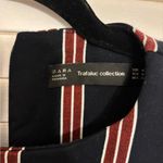 ZARA Navy Red Stripe Thick Shift Dress Ruffle Hem m Photo 2