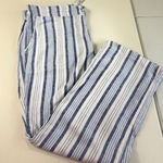 Per Se  PXL Blue Striped Linen Blend‎ Drawstring Waist Wide Leg Pants Photo 0