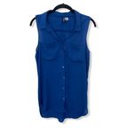 Divided  Women’s Size 4 Royal Blue Sleeveless Button Down Top Photo 1