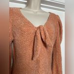 Illa Illa Coral Textured Womens Front Tie Feminine Long Sleeve Pullover Sweater Photo 1