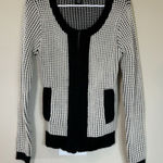 Pink Tartan Small White Black Knit Full Zip Cardigan‎ Merino Wool Photo 0