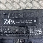 ZARA  Embossed High Waist Faux Leather Ankle Pants‎ Black Small Photo 6