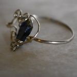 Unique Vintage Glam Vintage Blue Stone Filigree Silver Tone Wire Wrap Bracelet Photo 2