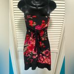 Sweet Storm Sweet Storm Black Red Floral Corset Empire Waist Tie Ruffle Dress Size Small Photo 3