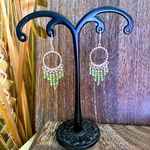 Bali Style Green Crystal Sterling Silver Earrings Photo 2