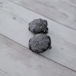 Vintage Clip On Earrings Very Unusual Dark Gray Domed & Bumpy Photo 4