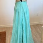 Elegant Strapless Gold and Aqua Dress Blue Size 6 Photo 8