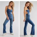 Free People  We the Free CRVY 2nd Denim Flare Overalls size 14 Photo 3