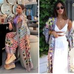 ZARA Boho Print Satin Belted Kimono Robe Dress Size M NEW Photo 14