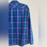 Eddie Bauer Plaid Flannel Button Down Shirt, Purple/Green/Blue, Size Medium Photo 15