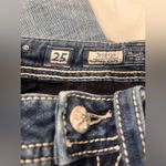 Miss Me  Cuffed Capri Cropped Blue Denim Jeans Jewel Flap Back Pockets Size 25 Photo 2