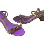 Lilly Pulitzer Marcia Block Heel Sandal Metallic Gold Leather Women's Size 8 Photo 0